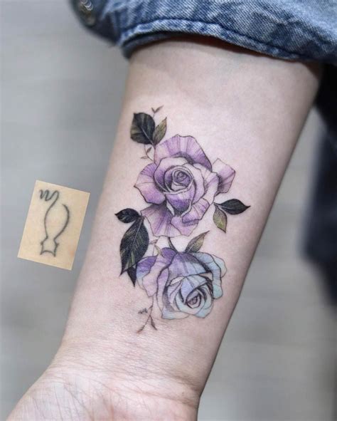 Purple And Blue Roses By Aeri Purple Tattoos Purple