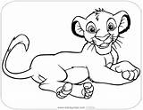 Simba Coloring Pages Lion King Disney Disneyclips Baby Lying Down Printable sketch template