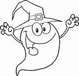 Ghost Halloween Coloring Pages Smiling Cute Printable Witch Outline Hat Cartoon Drawing Tattoo High Getdrawings Monster Funny Template Tattooimages Biz sketch template
