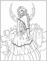 Coloring Gothic Pages Printable Adults Goth Girl Adult Print Dark Colouring Witch Fairies Fairy Fantasy Book Halloween Getcolorings Getdrawings Color sketch template