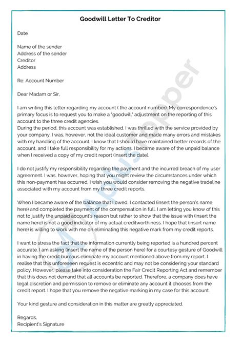 sample goodwill letters format examples    write