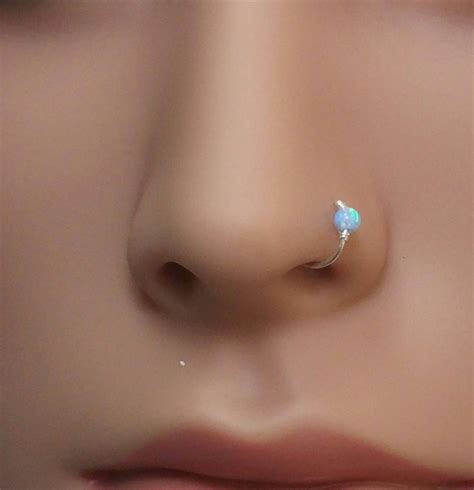 Fake Nose Ring Hoop Fake Nose Piercing Opal Fake Nose Ring Etsy