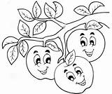 Apples Cartoon Coloring Pages Printable Apple Kids sketch template