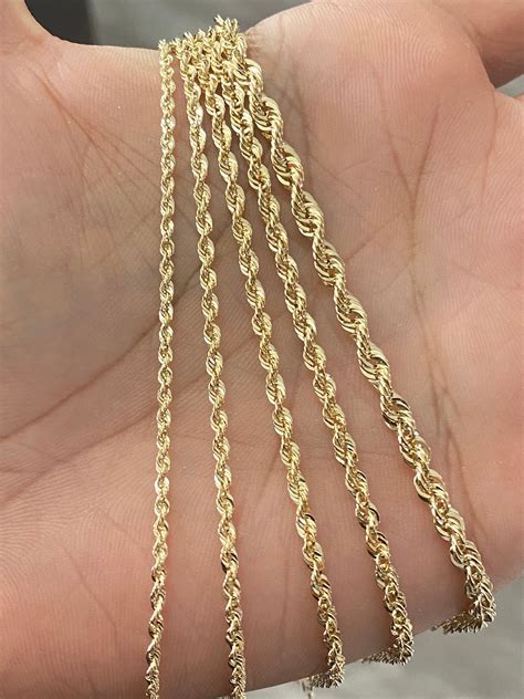 real  gold rope chain gold rope necklace mm mm mm  etsy