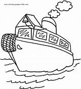 Coloring Pages Boat Transportation Color Printable Kids Tugboat Drawing Boats Sheets Found sketch template