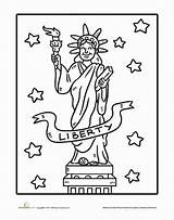 Liberty Coloring Statue Kids Pages July 4th Worksheet Worksheets Sheets American Preschool Education Symbols History Veterans Independence Posters Kindergarten sketch template