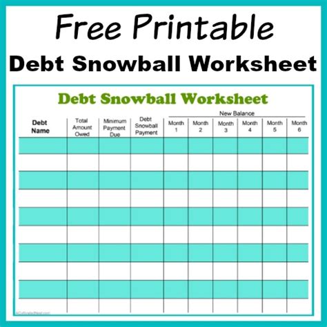 printable debt snowball worksheet pay   debt