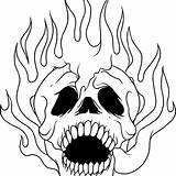 Coloring Skull Pages Flaming Adults sketch template