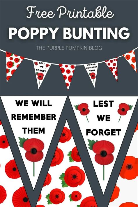 printable poppy bunting  remembrance day poppy day