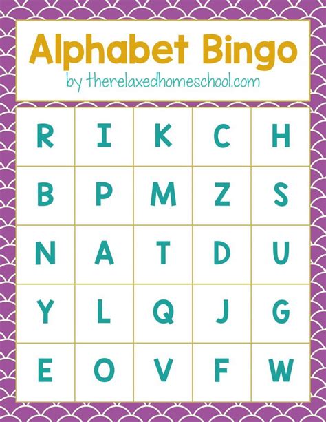 alphabet bingo card printable    printable