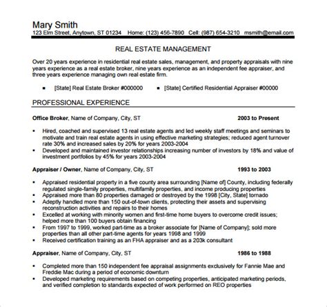 real estate resume examples  pics  resume