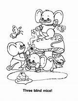 Mice Blind Three Coloring Color Pages Print sketch template