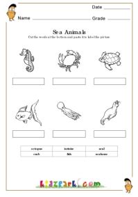 sea animals worksheetslearning letters worksheetsdownloadable