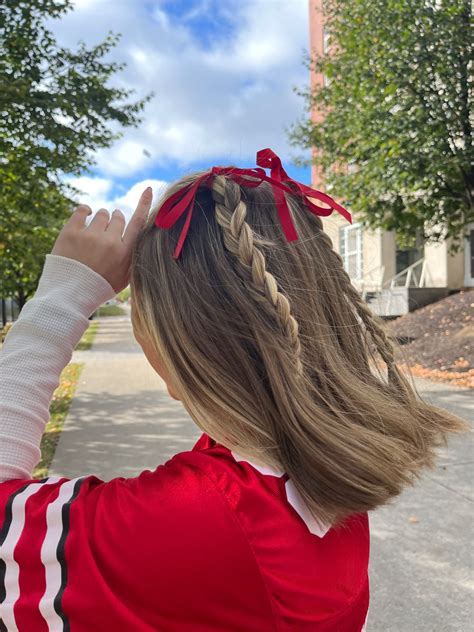 Gameday Hair In 2023 Ribbon Hairstyle Bow Hairstyle Football Hairstyles