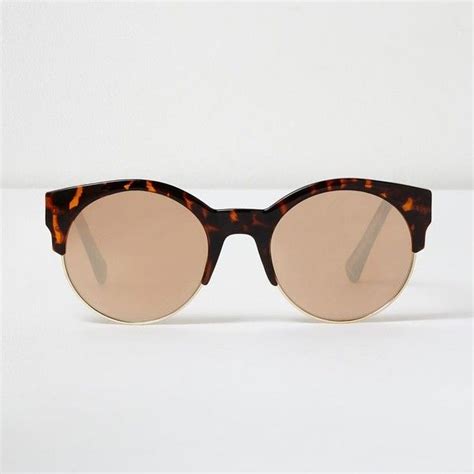 river island brown tortoise shell gold mirror sunglasses £12 liked on