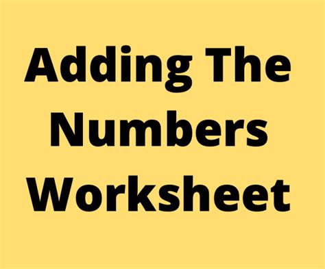 adding  numbers worksheet    details