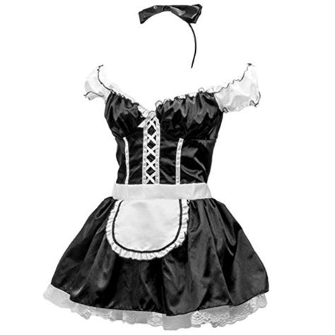 french maid women s halloween costume sexy apron multicolored size