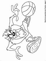 Basketball Taz Coloring Tunes Looney Pages Kids sketch template