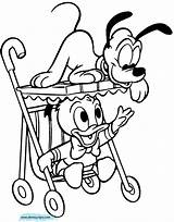 Coloring Disney Pages Disneyclips Babies Pluto Baby Stroller Donald Printable Mickey Minnie sketch template