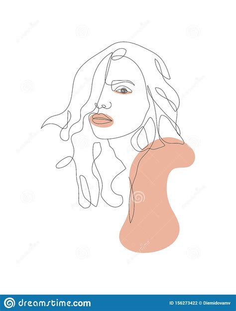 Pretty Girl Continuous Line Drawing Minimalist Design On White
