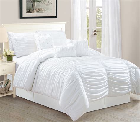 wpm  piece royal white ruched comforter set elegant bed   bag luxurious queen size bedding