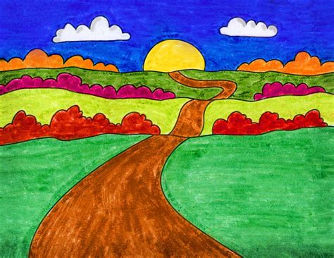 easy   draw  sunset tutorial  sunset coloring page