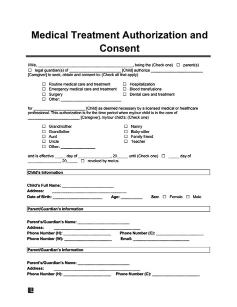 create  child medical consent form  minutes legal templates