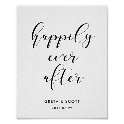 Happily Ever After Wedding Sign Zazzle In 2022 Wedding Poster