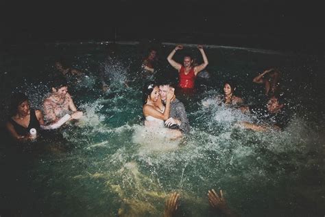 epic ace hotel wedding with a late swimming pool party swimming pool