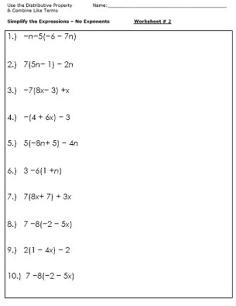 grade  simplifying algebraic expressions worksheets  askworksheet