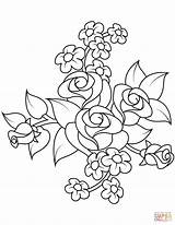 Coloring Roses Bouquet Pages Printable Flower Drawing sketch template