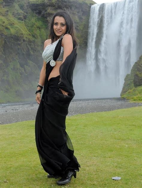 trisha so hot navel in black saree exposed pictures etc hot photos