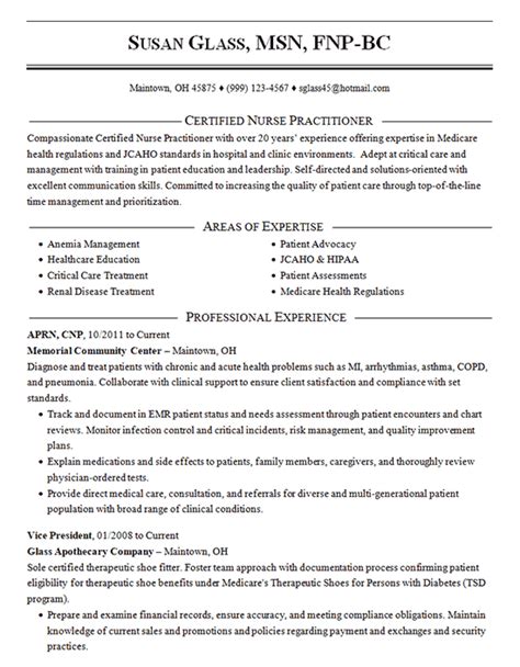 nurse practitioner resume sample resume