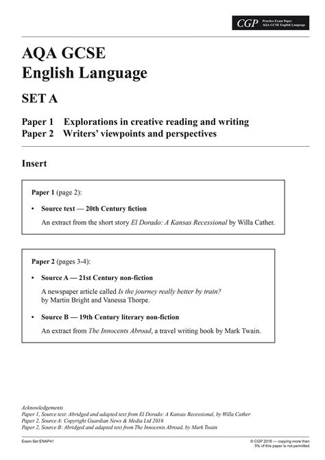 gcse english language aqa practice papers   grade