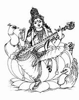 Coloring Saraswati Adult Pages India Adults sketch template