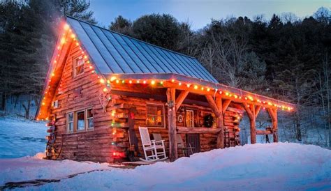 winter time retreat cabin christmas cabins   woods log homes