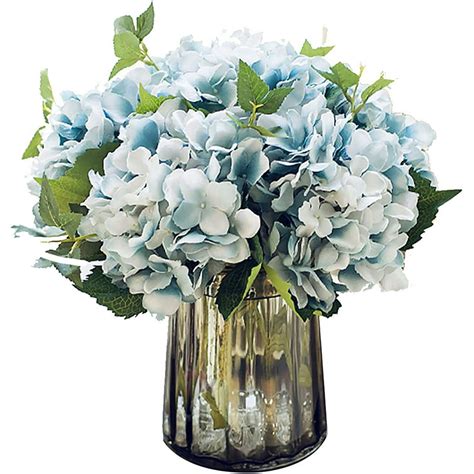doingart 6 big heads artificial hydrangeas flowers bridal bouquet fake