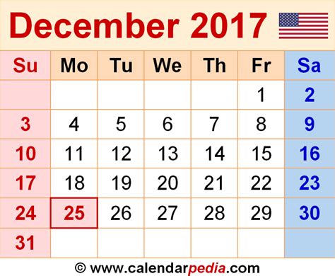 december 2017 calendars for word excel and pdf