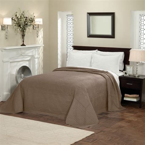 French Tile Quilted Taupe Bedspread By American Traditions