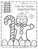 Number Color Kindergarten Worksheets Math Winter Gingerbread Preschool Activities Christmas Printable Madebyteachers Worksheet Printables Numbers Scuola Materna Di Theme Coloring sketch template