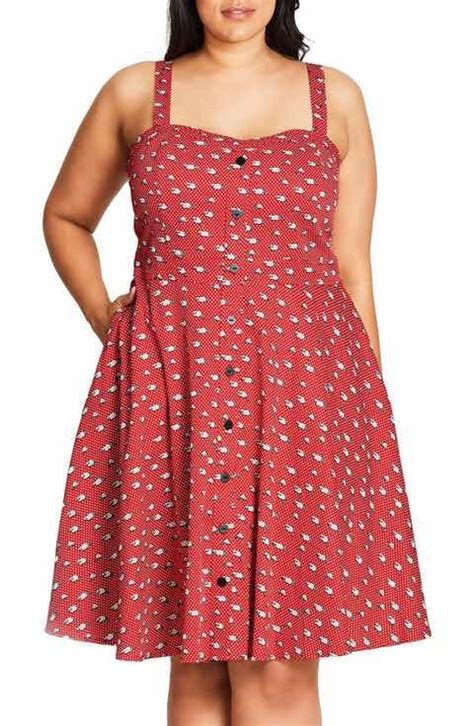 City Chic Cutie Raccoon Print Fit And Flare Sundress Plus Size Plus
