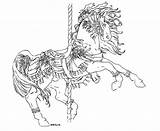 Carousel Horses Horse Coloring Pages Colouring Animals Adult Inks Winter Drawings Deviantart Hbruton Carosel Wood Quilling Printable Book Line sketch template