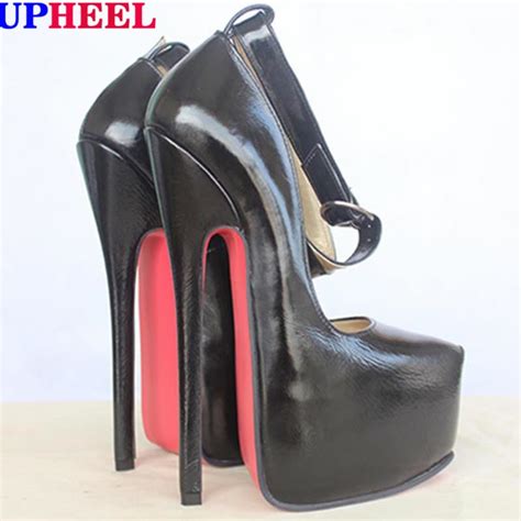 upheel genuine leather pump extreme high heel 20cm heel 6cm platform
