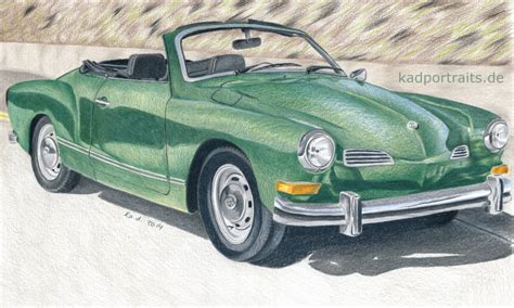 green  times oldtimer auto buntstiftzeichnung zeichnung von