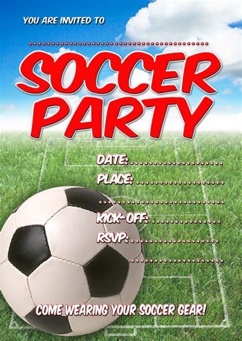 soccer birthday party invitation template