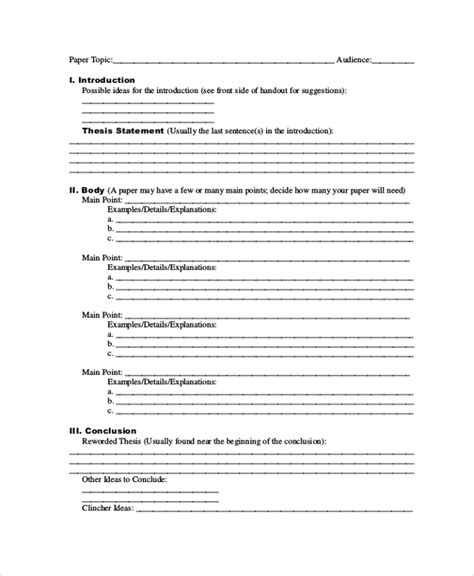 sample research paper outline templates   ms word