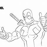 Coloring Deadpool sketch template