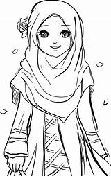 Muslim Coloring Pages Islamic Girl Hijab Cartoon Ana Gambar Drawing Printable Color Girls Islam Getcolorings Muslimah Anime Sketsa Sheets Kartun sketch template