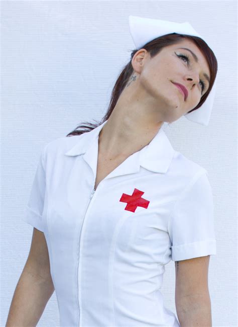 nurse s dress with cap vintage nurse costume size 16 etsy