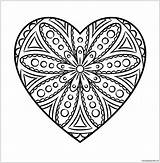 Mandala Coloring Heart Pages Print Printable Color Shape Colouring Pattern Valentine Kids Template Templates Outline Doodle Adults Floral sketch template